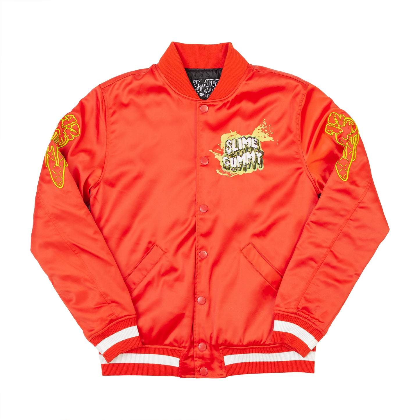 SLIME GUMMY SATIN BASEBALL JACKET - ORANGE