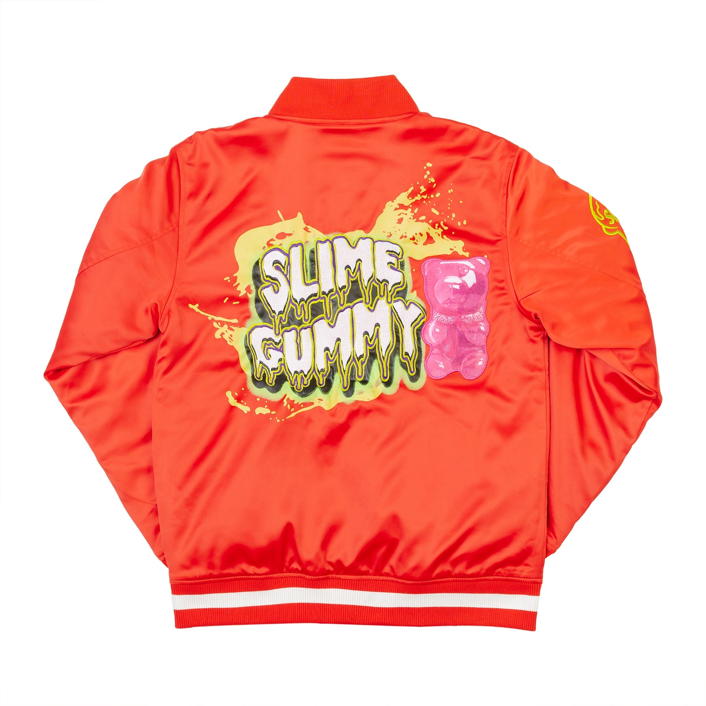 SLIME GUMMY SATIN BASEBALL JACKET - ORANGE