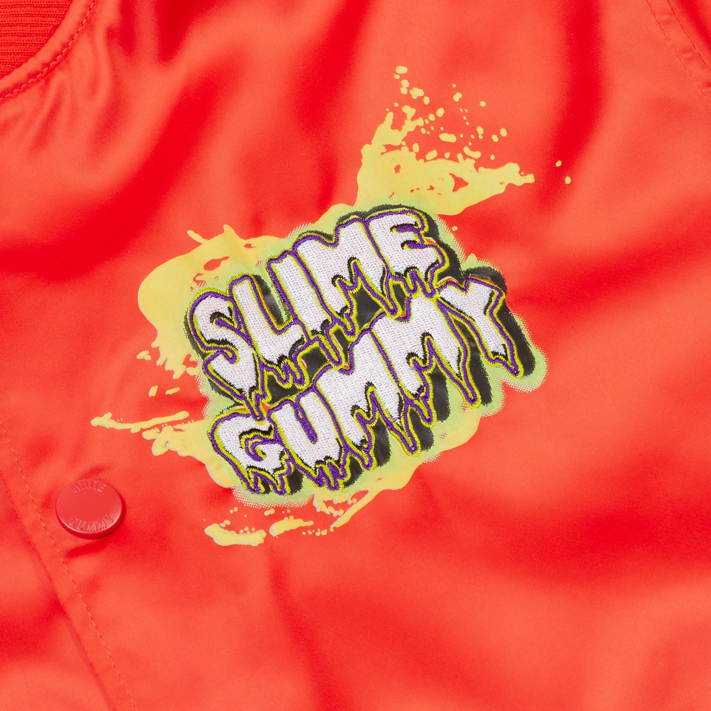 SLIME GUMMY SATIN BASEBALL JACKET - ORANGE