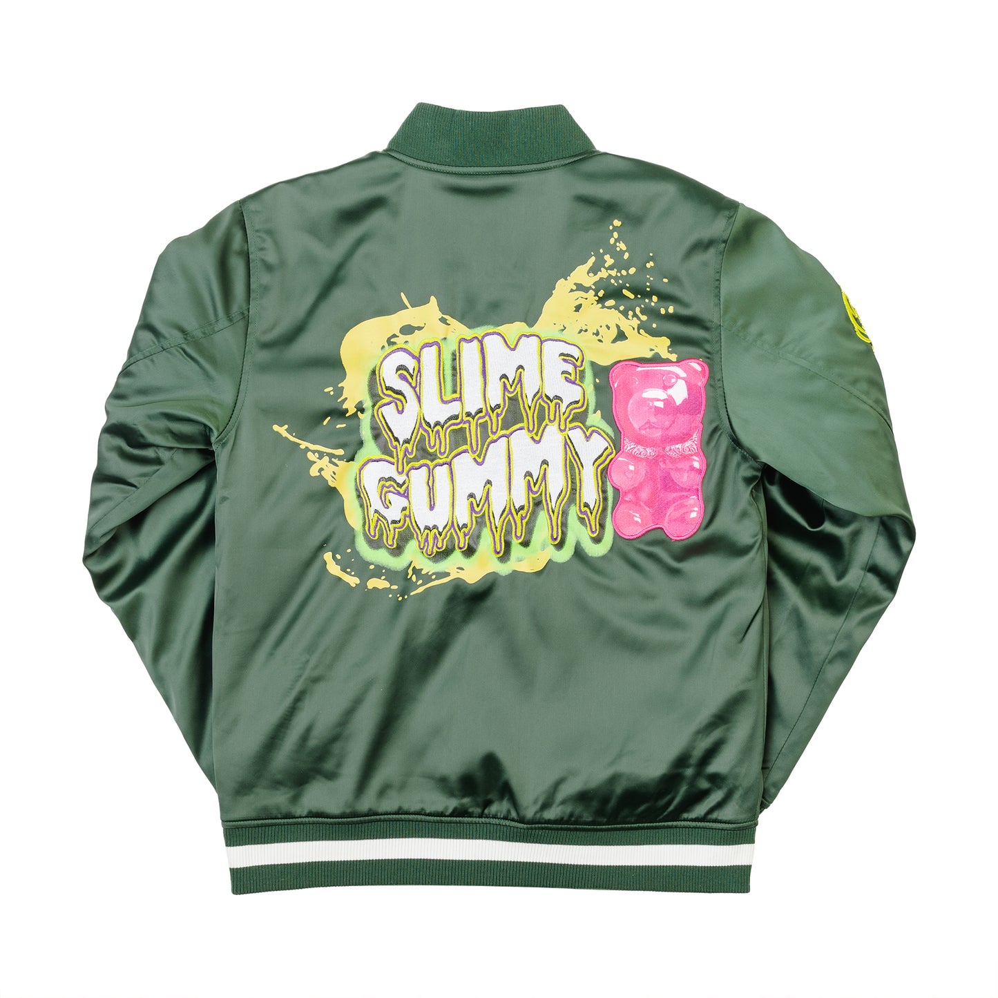 SLIME GUMMY SATIN BASEBALL JACKET - GREEN