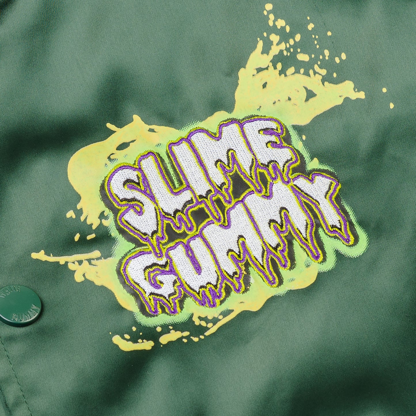 SLIME GUMMY SATIN BASEBALL JACKET - GREEN