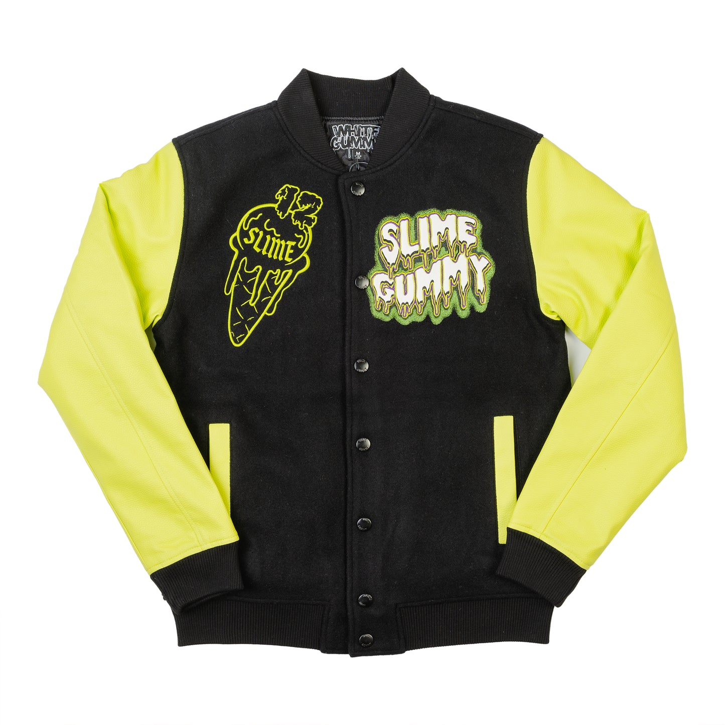 SLIME GUMMY VARSITY JACKET - BLACK