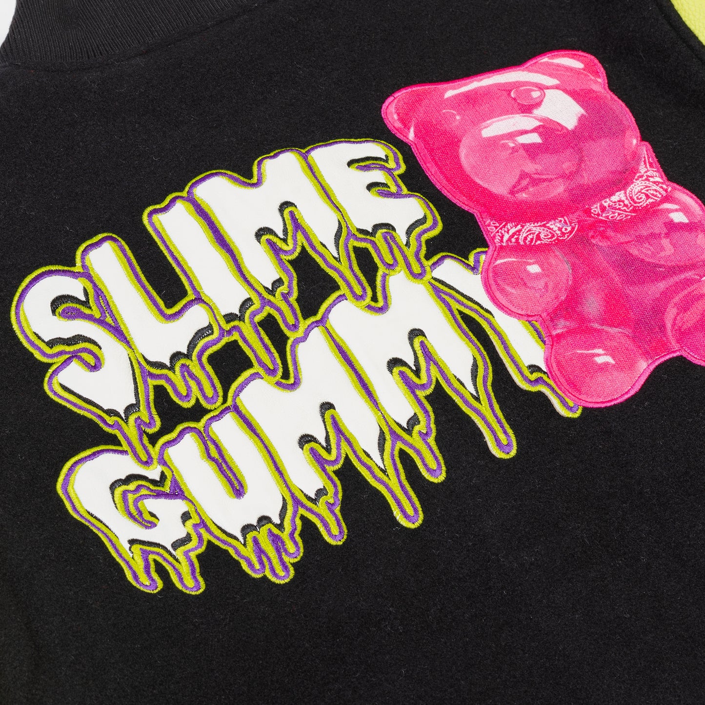 SLIME GUMMY VARSITY JACKET - BLACK