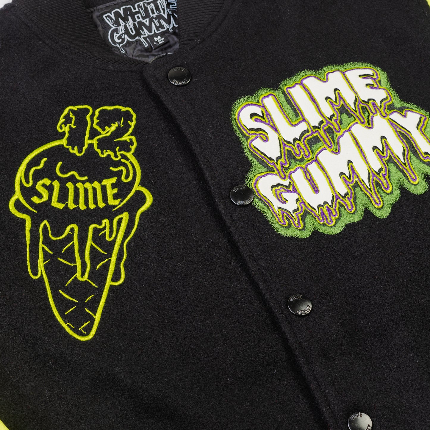 SLIME GUMMY VARSITY JACKET - BLACK