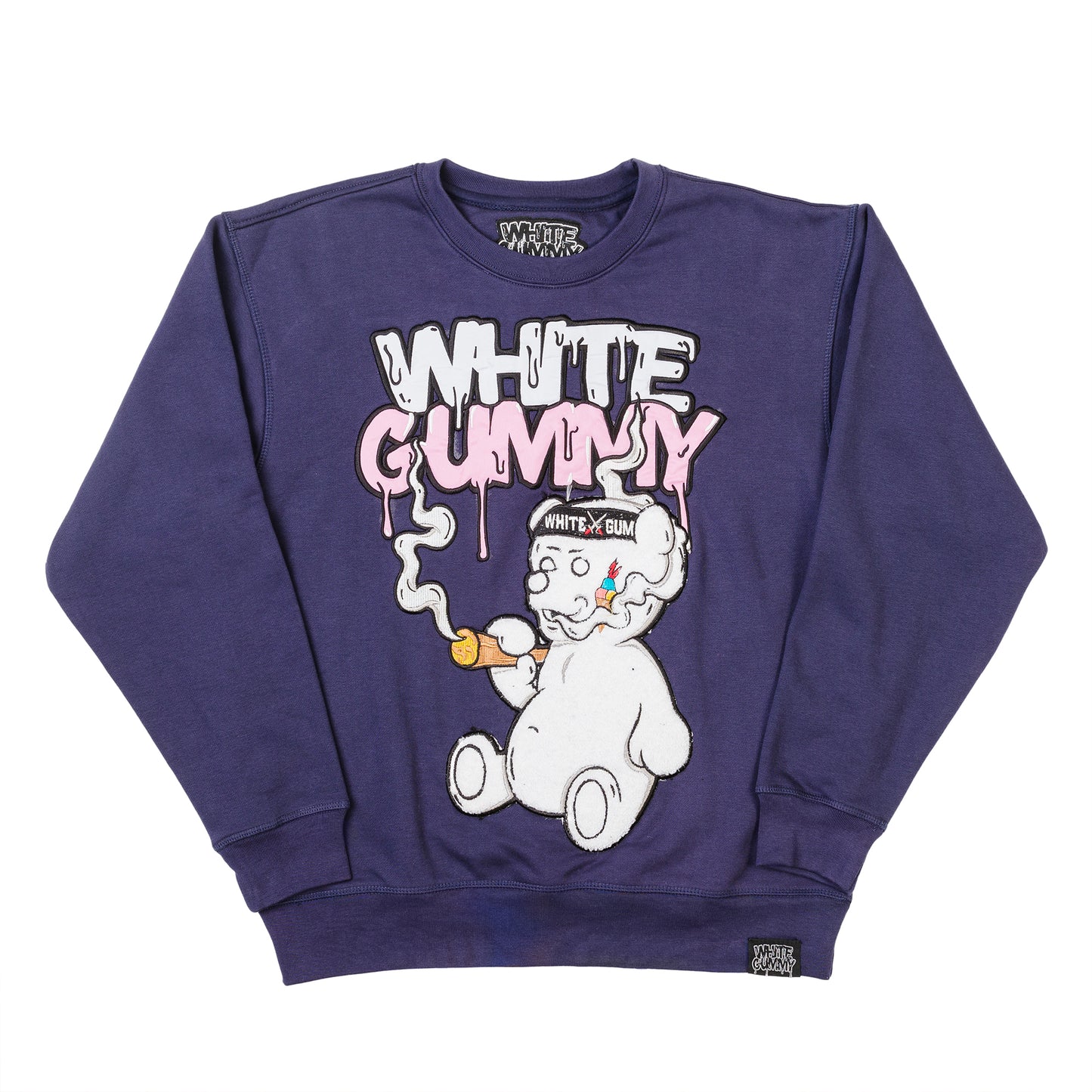 WHITE GUMMY BEAR CREWNECK - NAVY