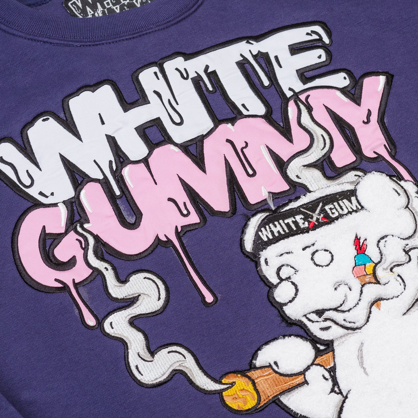 WHITE GUMMY BEAR CREWNECK - NAVY