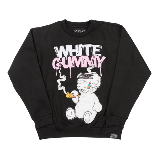 WHITE GUMMY BEAR CREWNECK - BLACK