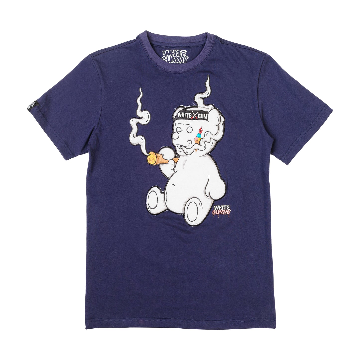 WHITE GUMMY BEAR TEE - NAVY