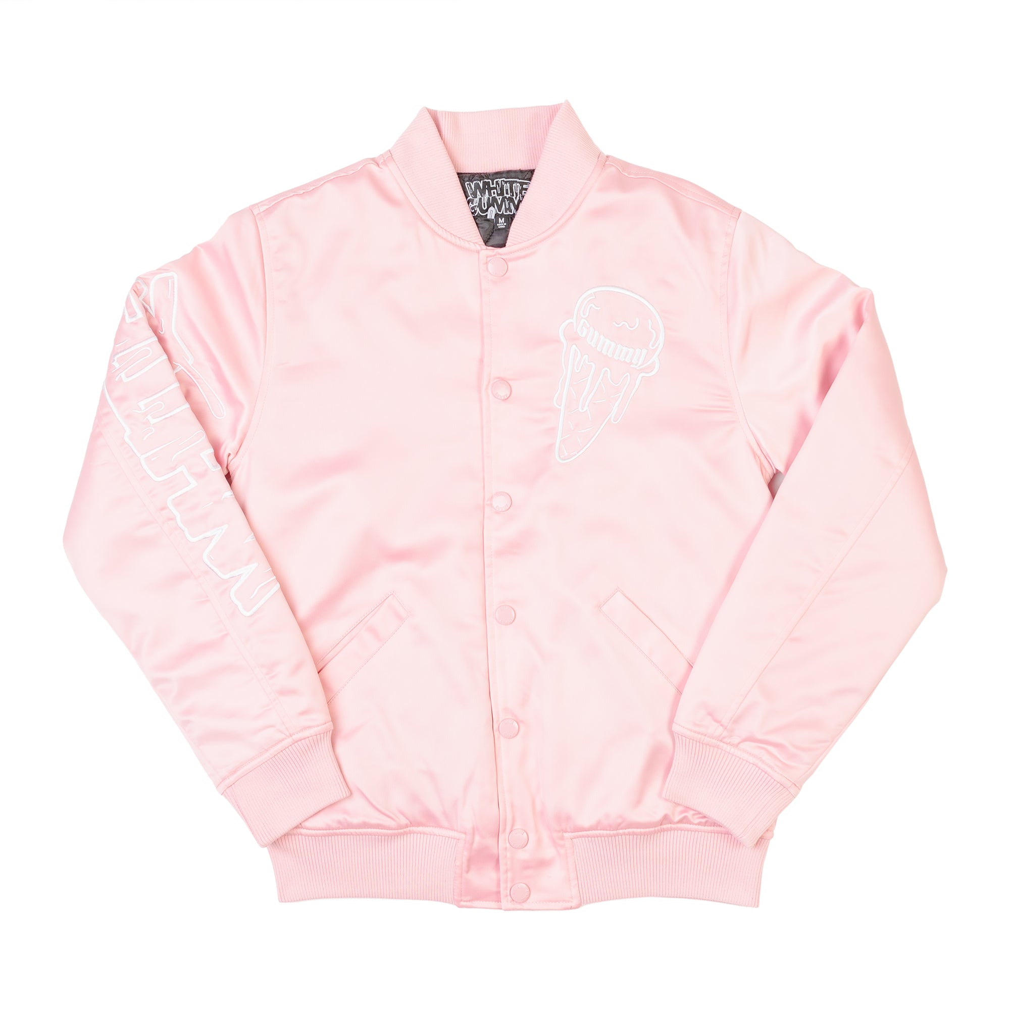 Pink satin shop baseball jacket