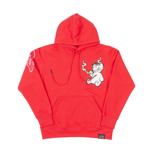 WHITE GUMMY HOODIE - RED