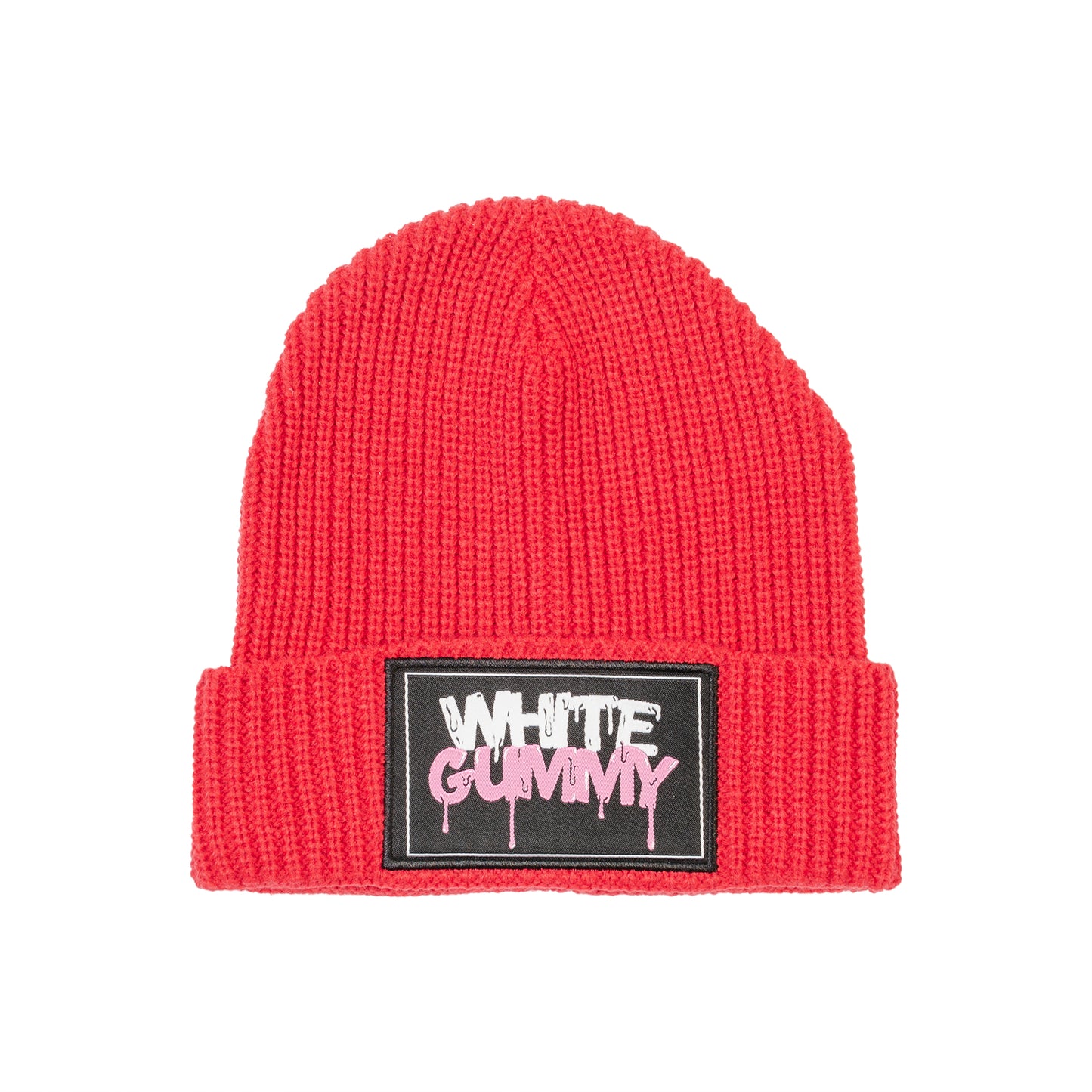 WHITE GUMMY BEANIE - RED