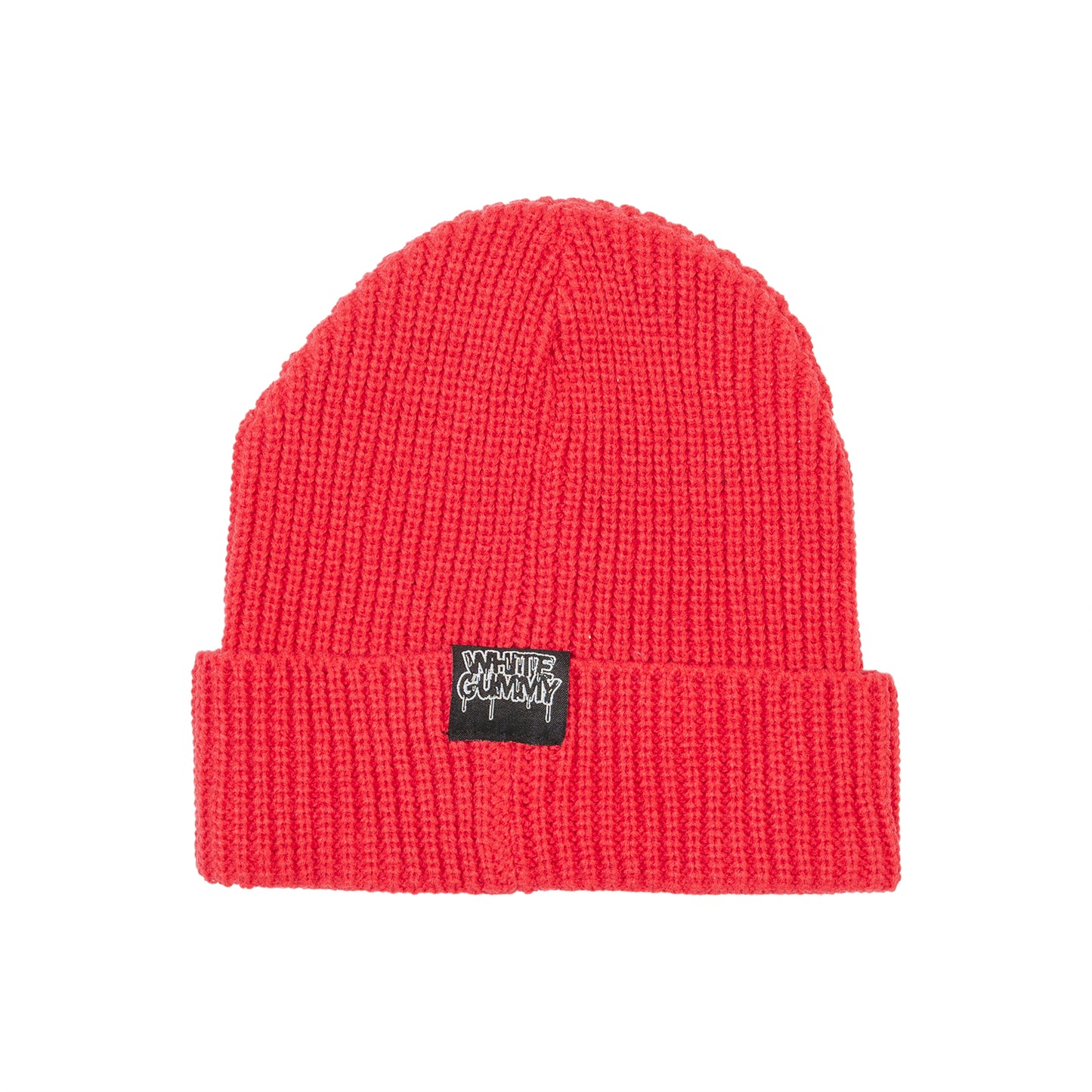 WHITE GUMMY BEANIE - RED